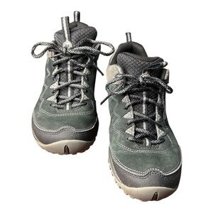 Merrell Hiking Trail Shoes Gray Green Suede Lace Up Sneaker Outdoor Comfort 8.5